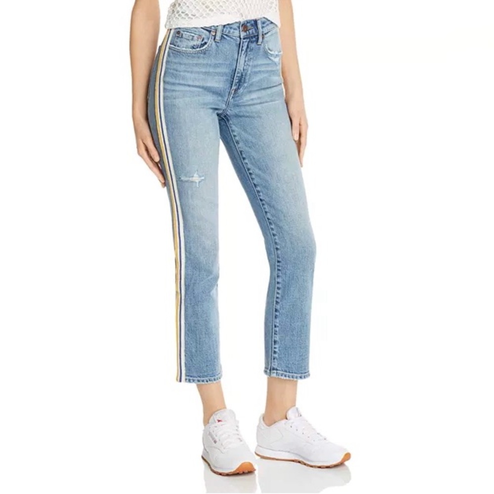 NWT Pistola Monroe Side Stripe Cropped Cigarette Jeans Light Wash Size 25
